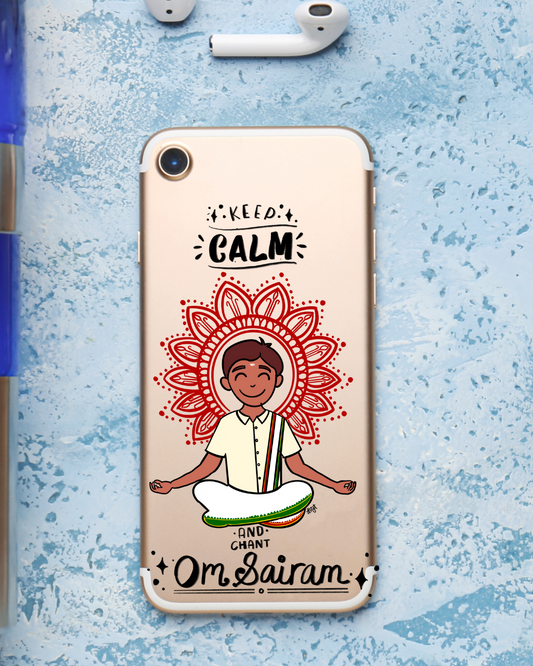 Keep Calm & Chant Om Sairam Vinyl Sticker - Boy (Large)