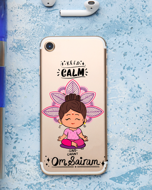 Keep Calm & Chant Om Sairam Vinyl Sticker - Girl (Large)