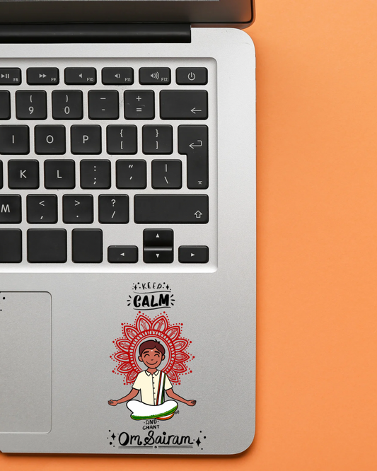 Keep Calm & Chant Om Sairam Vinyl Sticker - Boy Medium