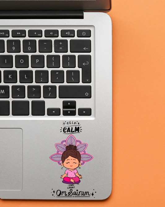 Keep Calm & Chant Om Sairam Vinyl Sticker - Girl Medium